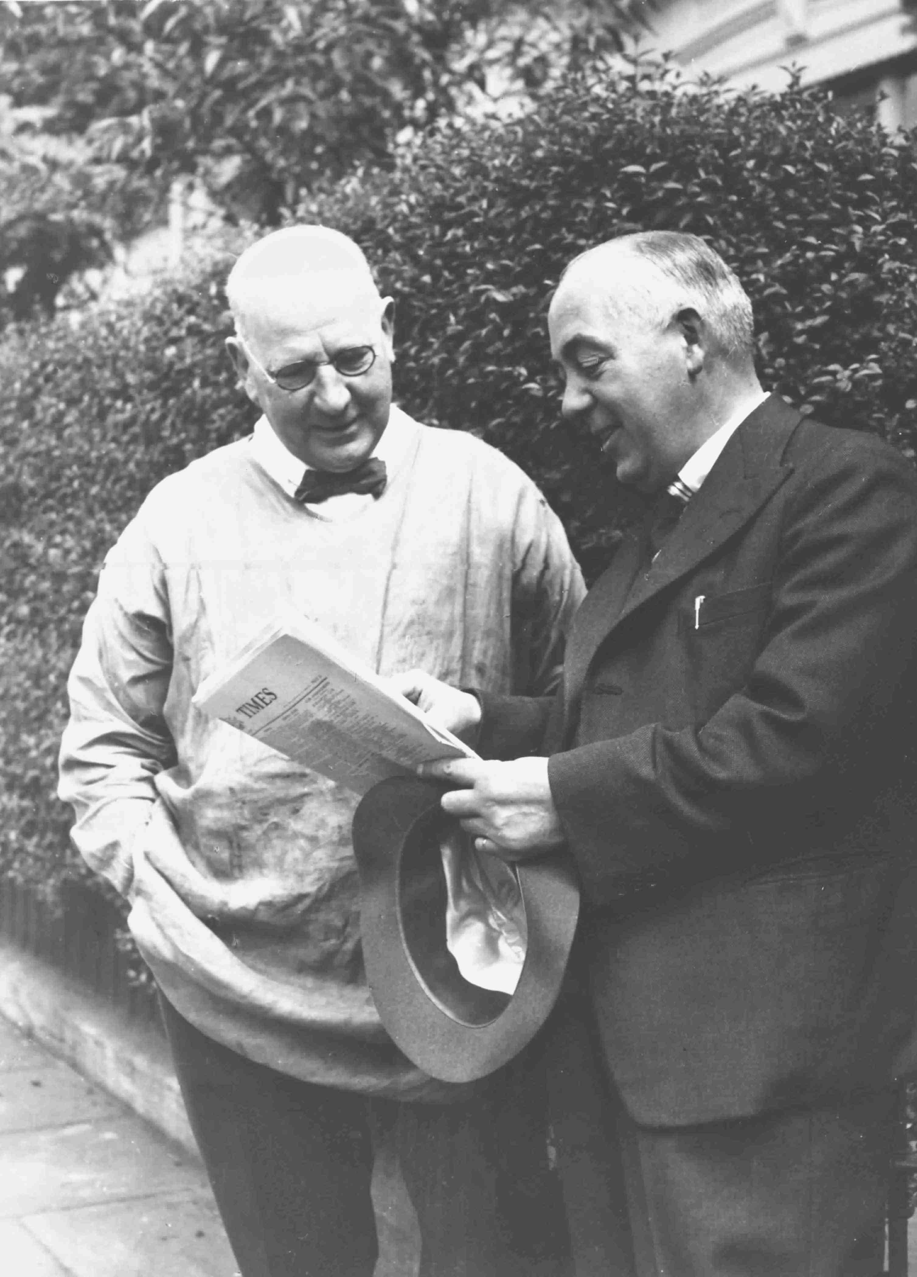 Photograph of John St Helier Lander with Blampied in 1937