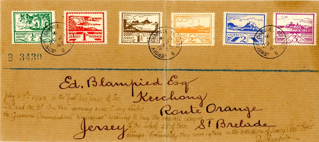 Scan of first day cover inscribed by Blampied