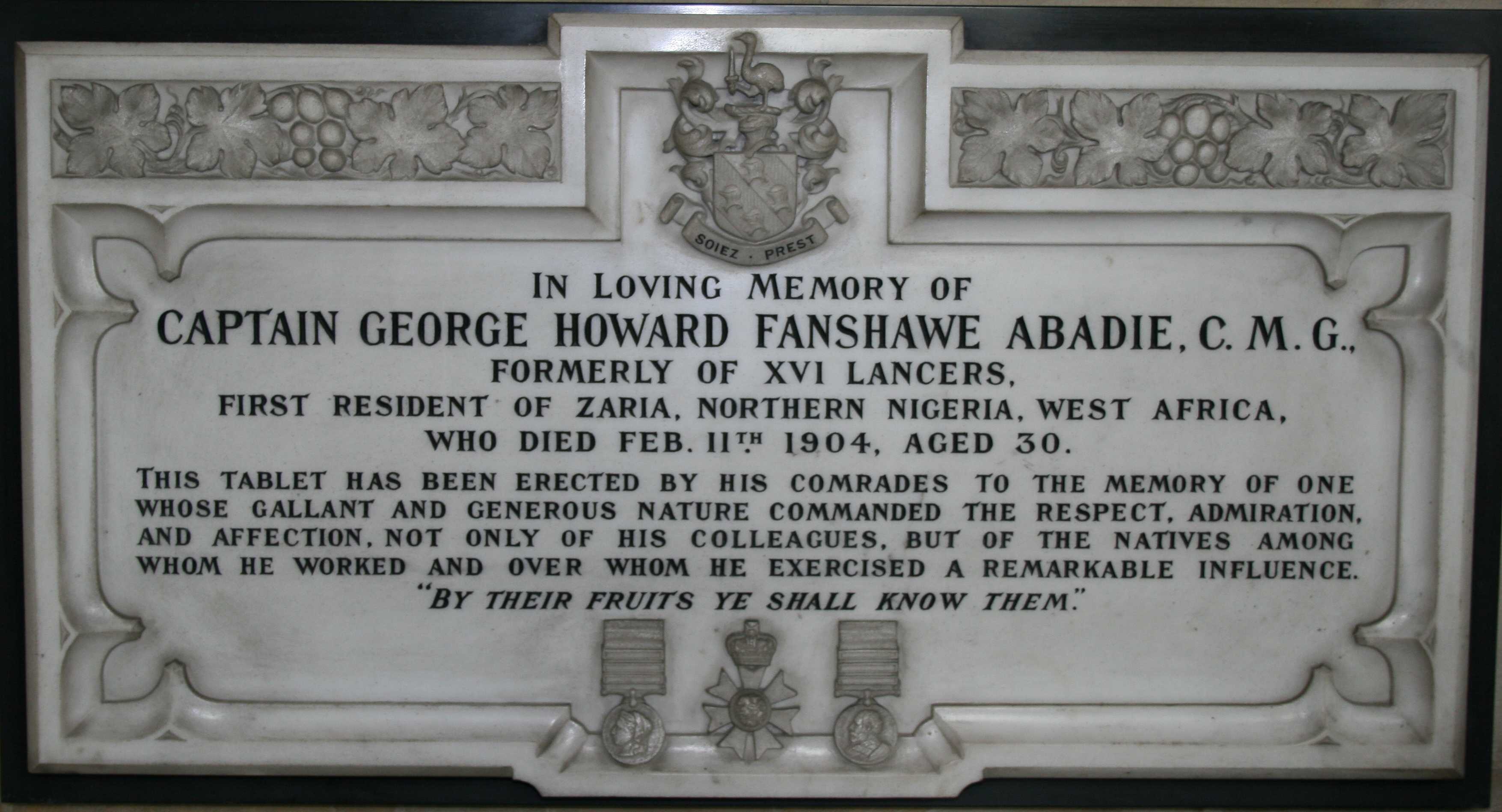 Photo of George Abadie memorial